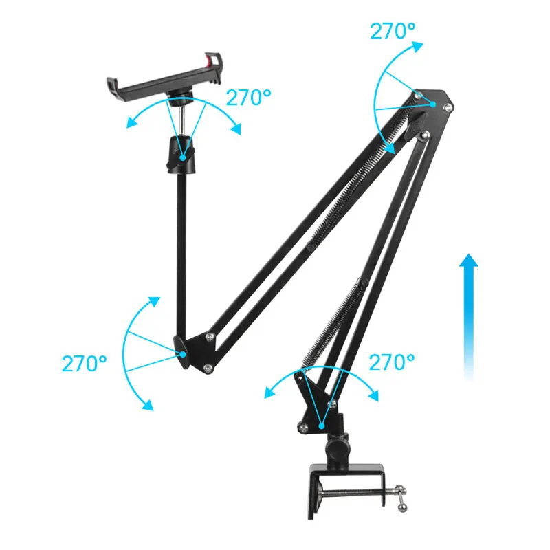 Günstige Universal Lange Arm Tablet Halter Stehen 360 Grad 4 zu 10 Zoll Tablet Telefon Schreibtisch Bett Halterung Halterung Für iPad iPhone X 8 Samsung