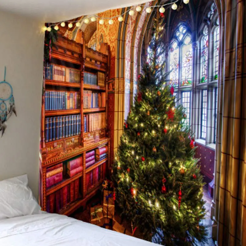 Рождественская елка камин Санта Клаус узор водонепроницаемый фон Висячие стены ткань спальня Декоративная Ткань Гобелен
