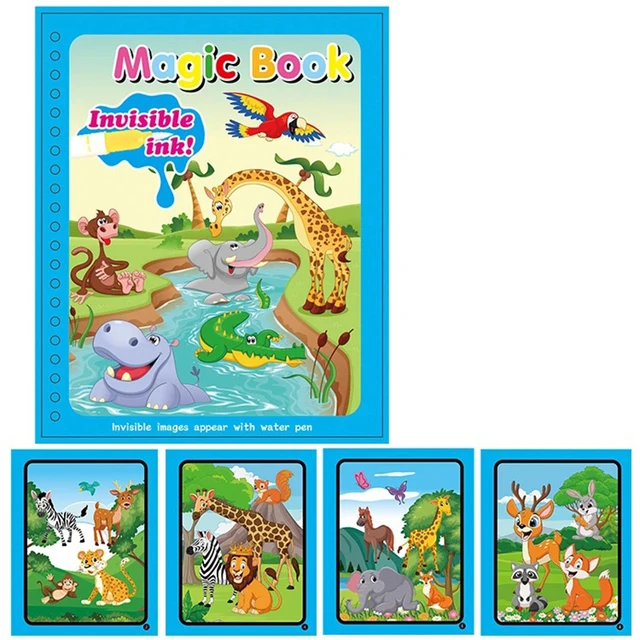 Animal Zoo Princess Magic Water Drawing Book Colorling Mermaid Cartoon Doodle Magic Pen Drawing Board Toys Kids Children Gifts 5