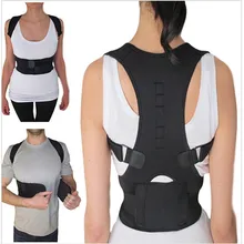 Фиксатор задней сутулой осанки Регулируемая Защита позвоночника утягивающий корсет магнитные Ремни Черный плечевая осанка корректор унисекс
