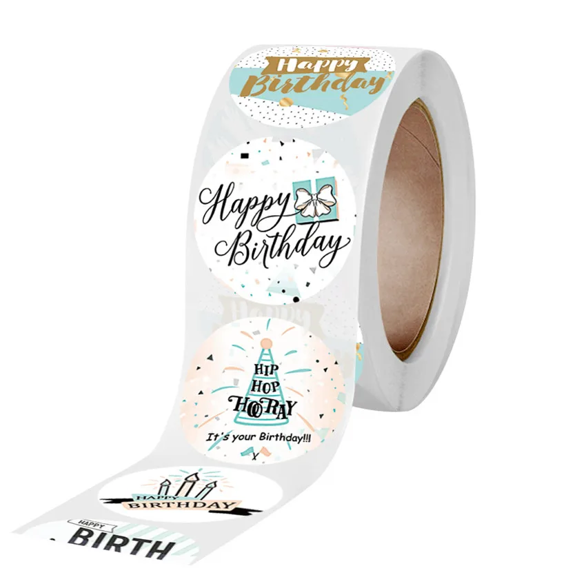 Cute Happy Birthday Stickers Birthday Gift Decoration Tag Sealing Label Kids toys Gift Package Scrapbooking Stickers 100-500pcs