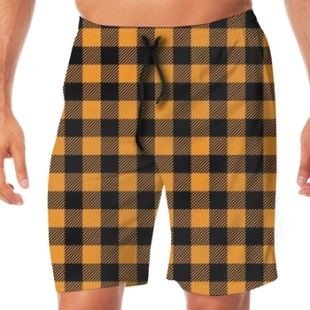 

Summer men's beach shorts Vinyl Plaid Pattern shorts men's short trousers