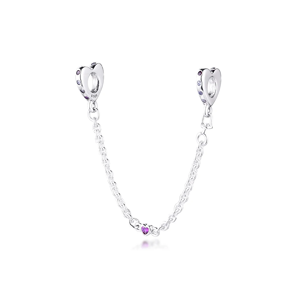 

DIY подходит для бусины, браслеты ЕВРОПА, яркие сердца, безопасная цепочка, подвески 100% 925 пробы-серебряные-ювелирные изделия, бесплатная доставка