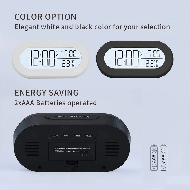 Digital Alarm Clock for Desk or Bedroom Small Alarm Clocks for Kids Soft Backlight Snooze and Temperature Battery Operator Clock