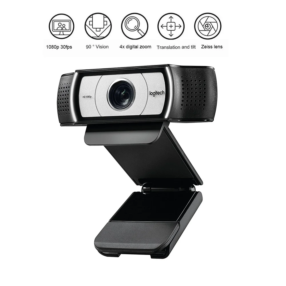

Original Logitech C930c HD Smart 1080P Webcam with Cover for Computer Zeiss Lens USB Video camera 4 Time Digital Zoom Web cam