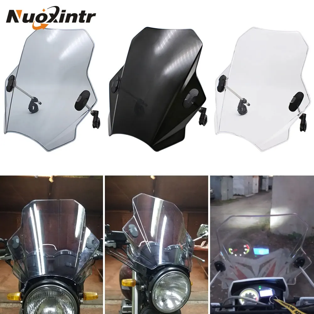 

Nuoxintr Universal Motorcycle Windscreen Windshield Covers Screen Smoke Lens Motorbikes Deflector For YAMAHA FZ1 FZ6 FZ8 XJ6