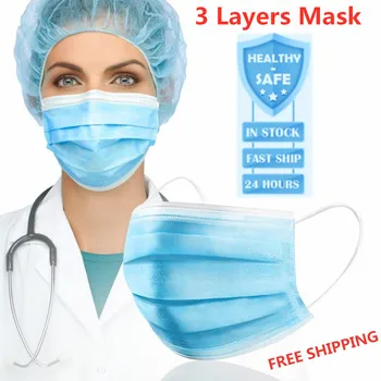 

Mouth Mask Hot Sale 3-Layers Face Masks Mouth Masks Non Woven Disposable Anti-Dust Meltblown Cloth Disposable Filter Free Ship