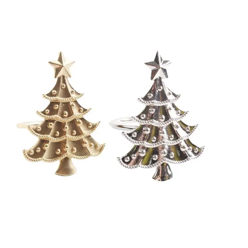 

2Pcs Christmas Tree Shape Napkin Rings Charming Table Decoration Creative Napkin Holders For Wedding Thanksgiving Christmas