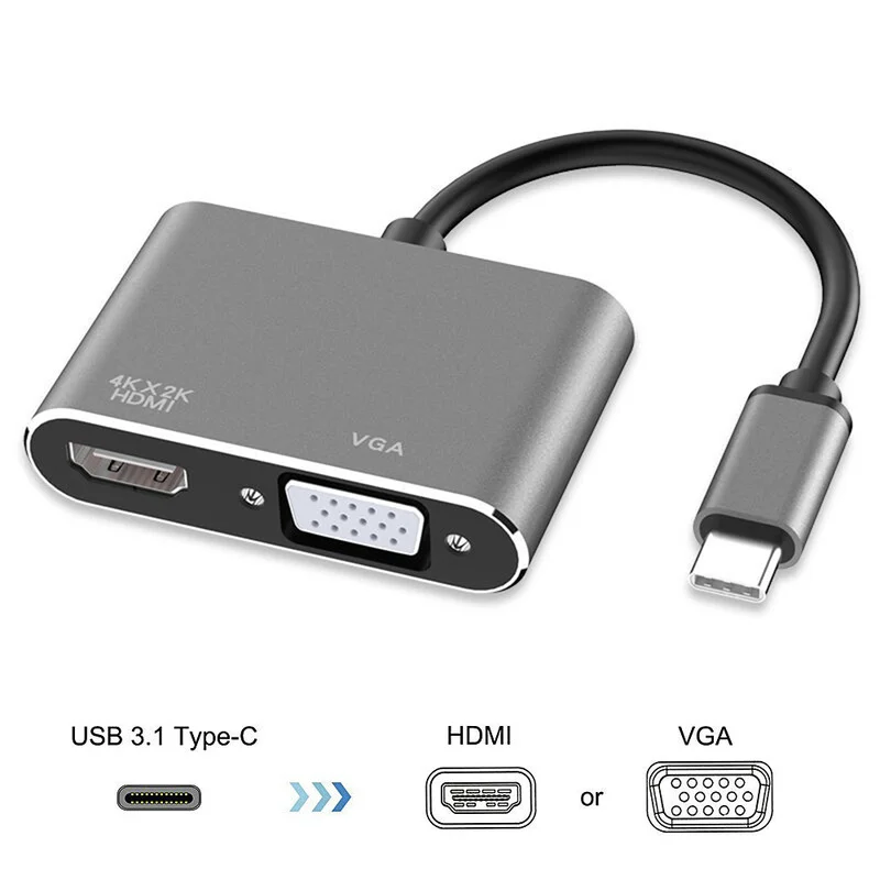 Тип-c к Hdmi+ vga компьютерный монитор кабель/видео конвертер для MacBook Pro HuaWei MateBook Dell XPS13 hp Elitebook Folio G1