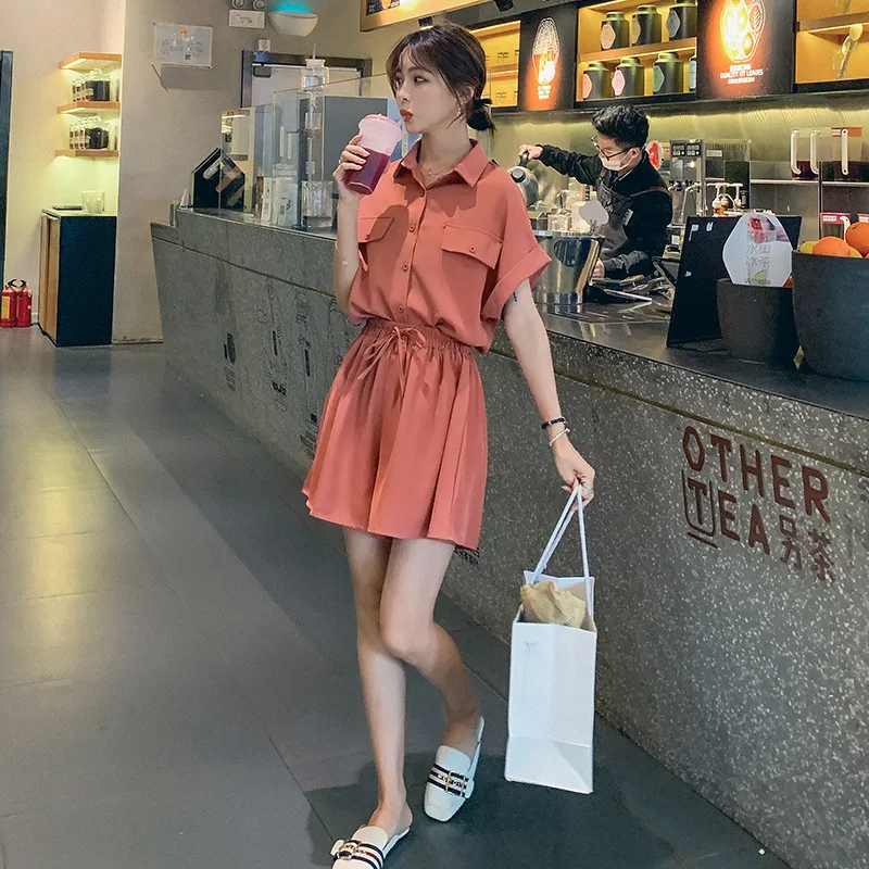 

Very Fairy of Set Spring Western Style WOMEN'S Dress 2019 New Style Fashion Half-sleeve Shirt Shirt Pants Women's Slimming Versa