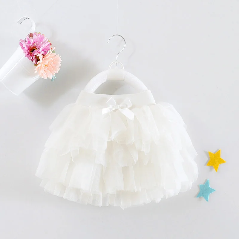 Юбка для маленьких девочек 1 год красная мини-юбка-пачка Vestido, милая детская одежда с поясом для детей 12, 24 месяцев, RBS174001 - Цвет: Белый