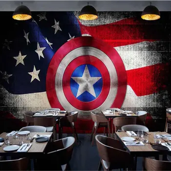 

Milofi Custom 3D Wallpaper Mural 3D Avengers Wallpaper Mural Internet Cafe Marvel Hero Captain America Hulk Decorative Painting