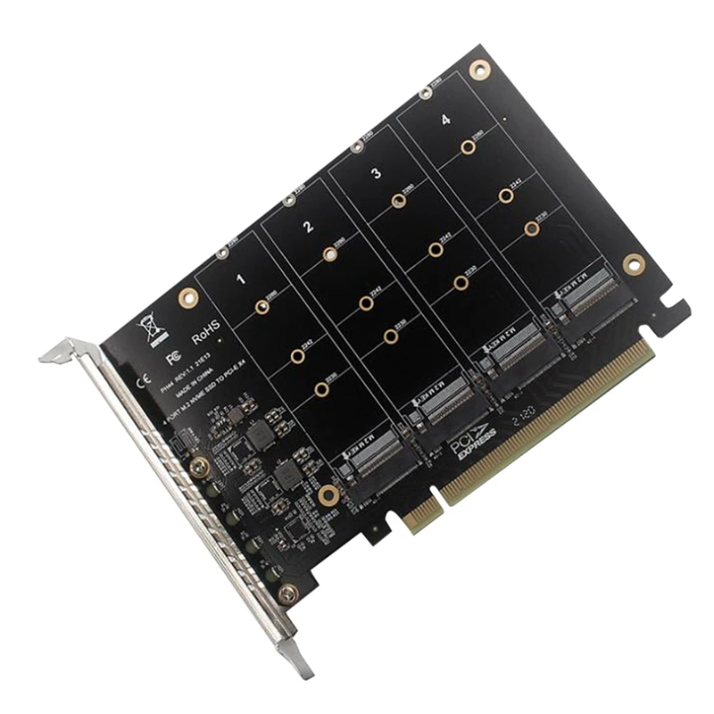 PCIE 4-Port M.2 NVEM SSD Плата расширения для компьютера материнская плата твердотельный