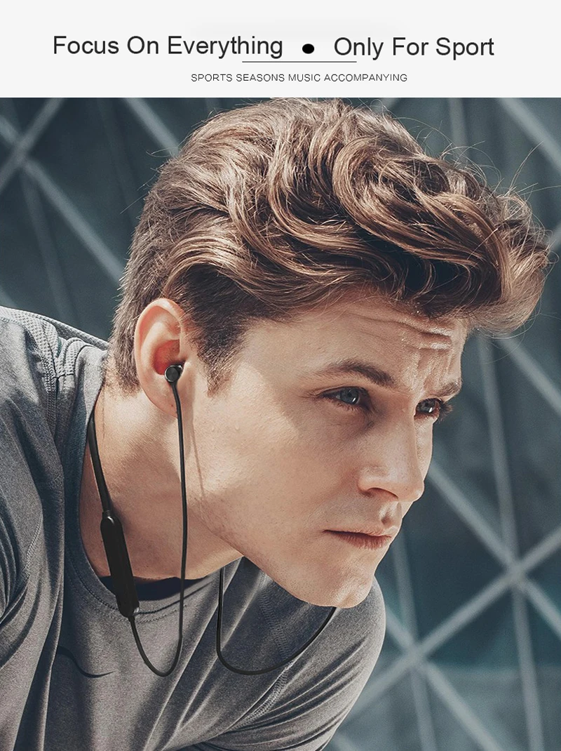 Bluetooth наушники спортивные с шейным ремешком Магнитная Беспроводная гарнитура стерео наушники музыкальные металлические наушники с микрофоном для всех телефонов