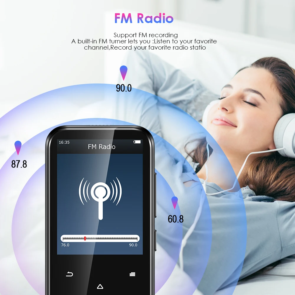 Qosea HiFi MP3-плеер с Bluetooth Портативный Walkman музыкальный плеер сенсорный тон встроенный динамик 16 Гб Аудио Электронная книга fm-радио