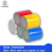 LUDUO 5cmx3m Reflective Strips Tape Car Stickers Safety Mark Adhesive Warning Glow Dark Night Tape Motorcycle Film Accessories