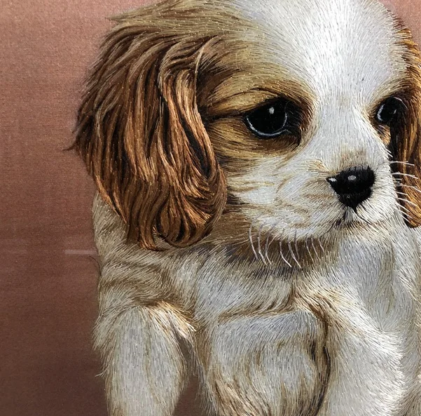 Handmade Mulberry Silk Thread Finished Suzhou Embroidery not include frame,dogs 30*40cm