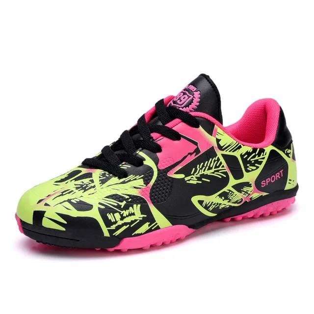 TF pink 31-43 Men Boys AG TF Soccer Shoes Turf FG Kids Football Boots Teens Futsal Cleats Outdoor Lawn/Hard Court Training Sport Sneaker - Цвет: TF pink