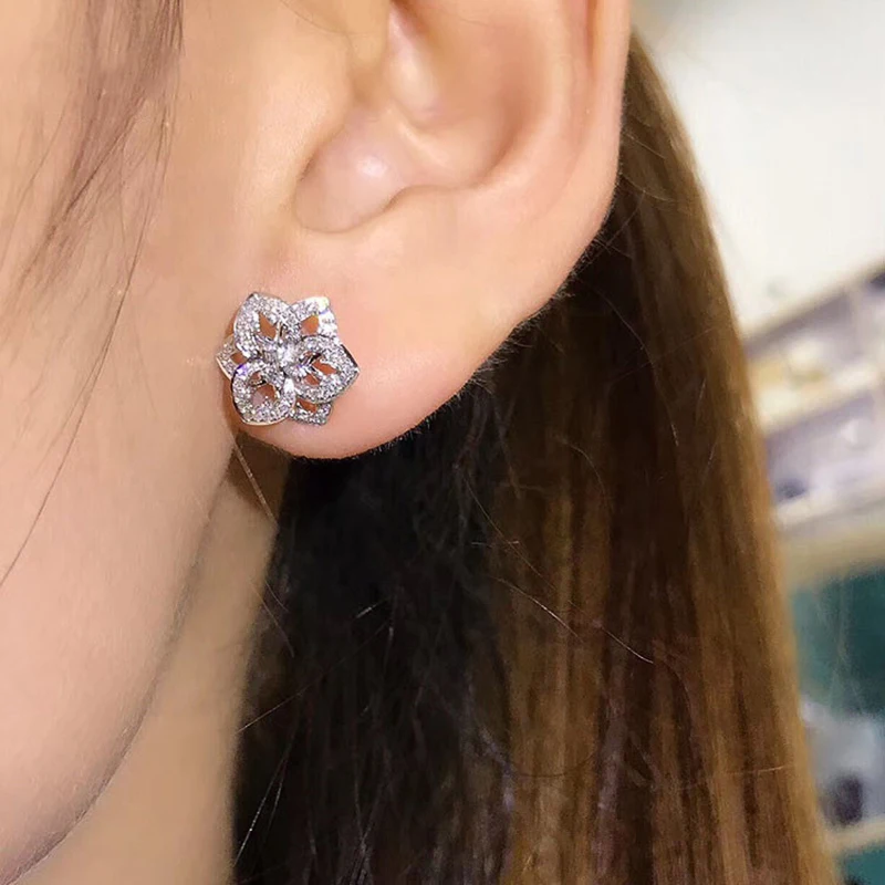 Huitan Fashion Luxury Flower Earrings Women Inlaid Crystal Cubic Zirconia for Party Stylish Accessories Daily Wear Jewelry Newly - Image 5