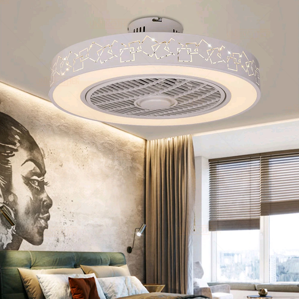 smart Modern LED Ceiling Fan Lights Remote Control mobile phone app 50cm 110v 220v Fan Lamp for Dining Bedroom Lighting
