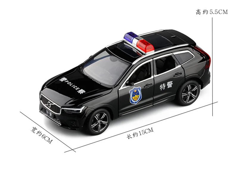 1/32 Volvo XC60 Siren полицейская модель игрушечного автомобиля литой металлический подвесной звуковой светильник для детей