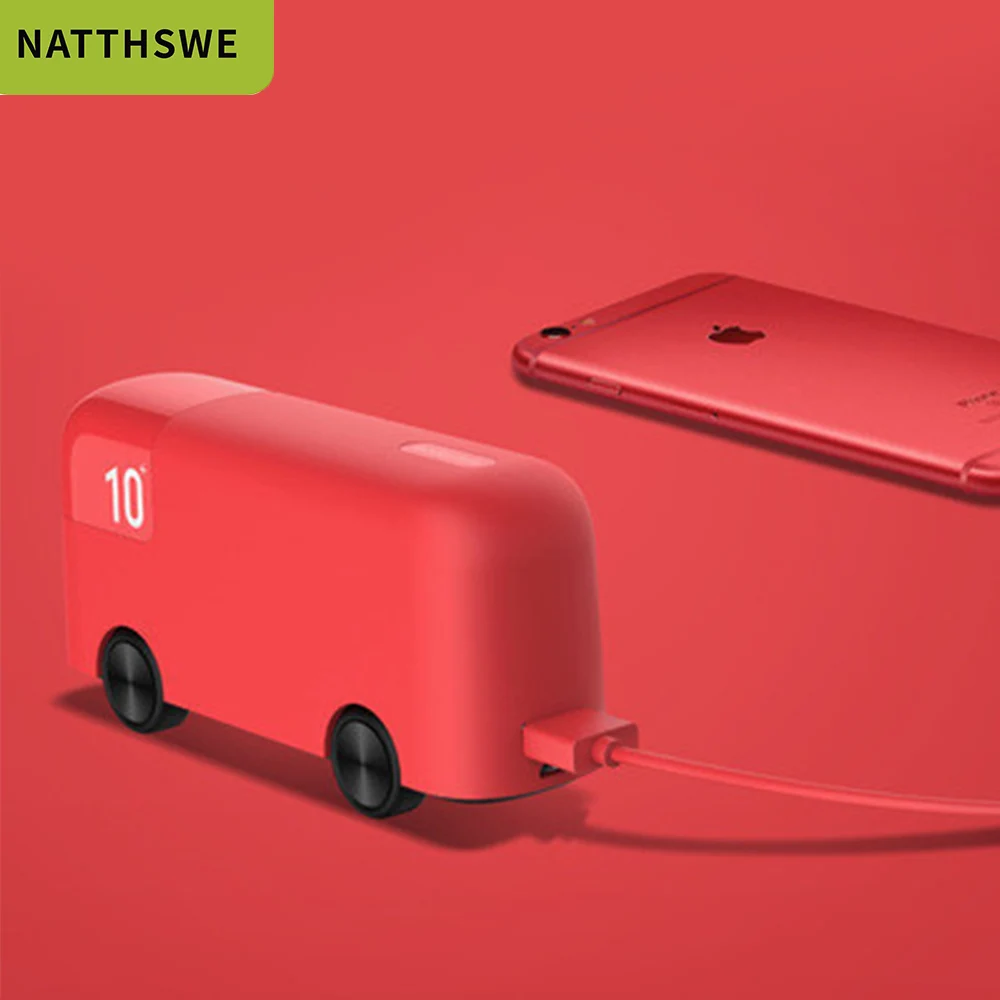 NATTHSWE Cute Bus Shape Power Bank Portable Smart Mobile Phone External Battery Charger 10000mAh Mobile Power For Xiaomi Samsung