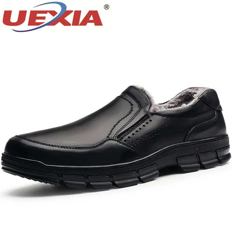 UEXIA Leather Warm Men Boots Large Size 47 Fashion Winter Outdoor sport Comfortable Ankle Men Shoes Quality Snow Boots Footwear
