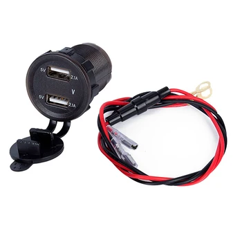 

Dual Car USB Charger Quick Charging Socket Power Outlet 4.2A with Voltmeter Wire in-line 10A Fuse For 12-24V Car Boat Motorcycle