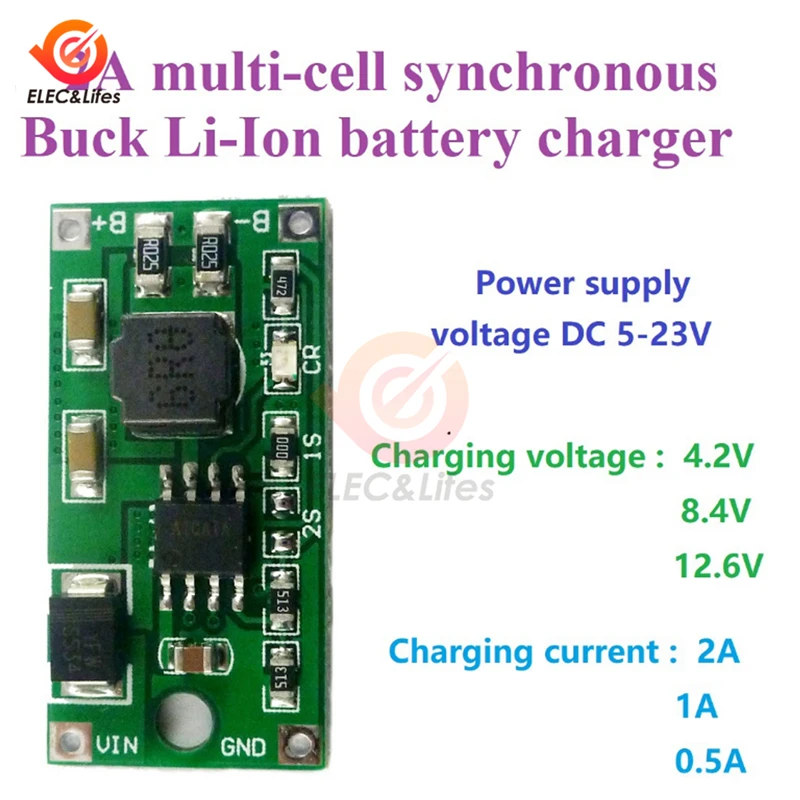 Синхронное зарядное устройство для литий-ионных аккумуляторов 2A 1S 2S 3S 5-23 В