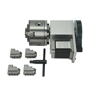 

Rotary axis 4th axis tailstock cnc kit chuck 100mm 6:1 3-jaw 4-jaw stepper motor for cnc woodworking engraver