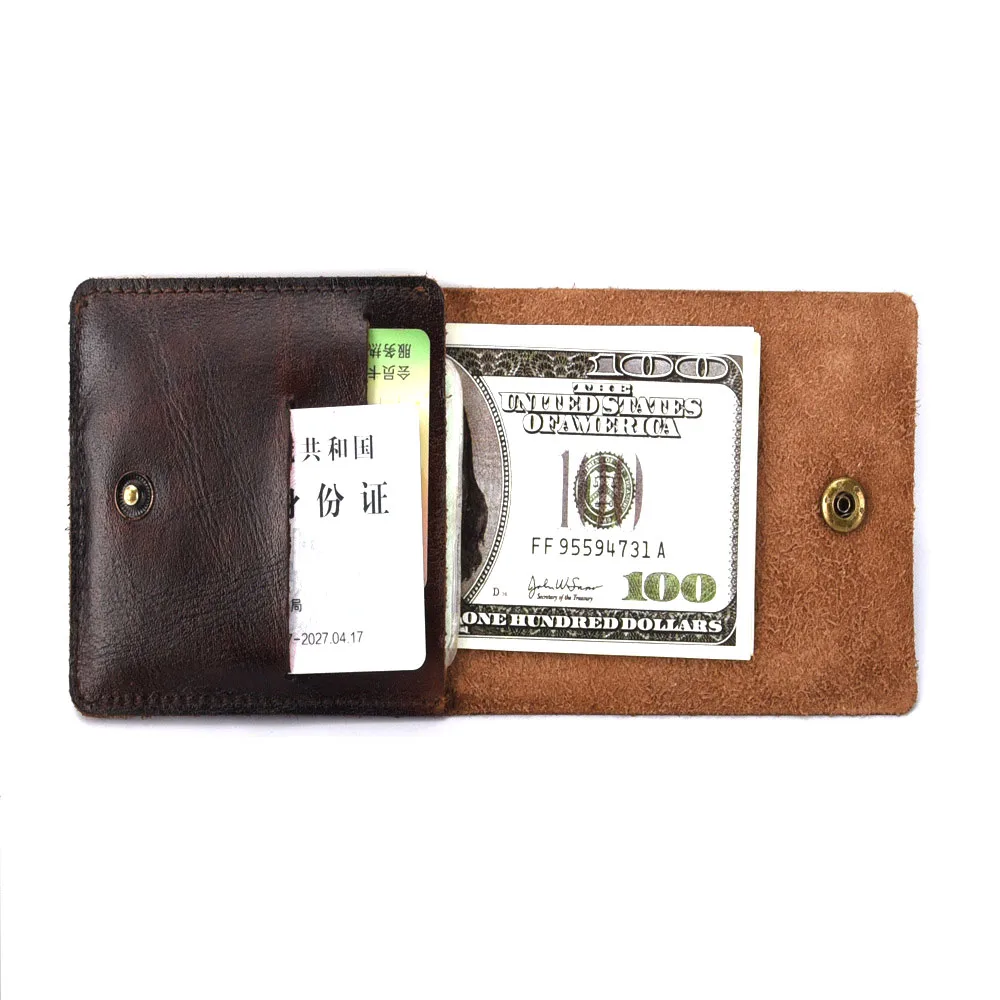 

Genuine Leather Wallet Man Handmade Men Wallets Cow Genuine Leather Brown Short Wallet Men Genuine Leather With Card Holder