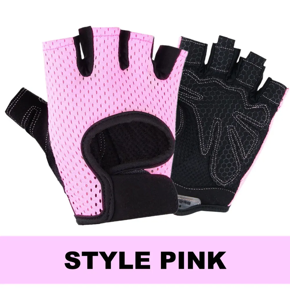 Professional Gym Fitness Gloves Power Lifting Men Crossfit Half Weight Finger Workout Women Hand Bodybuilding Protector - Цвет: Розовый