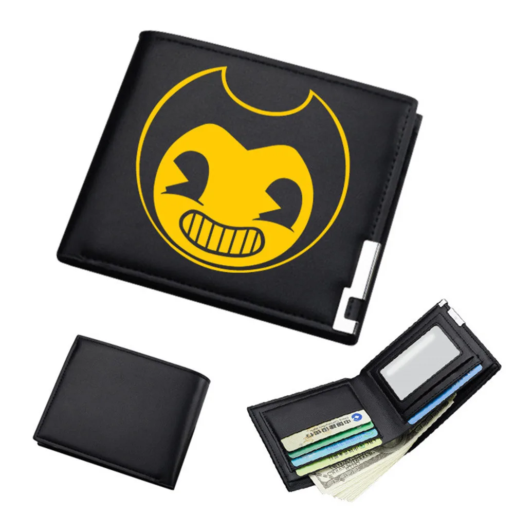 Bendy and the Ink Ma Черный мужской бумажник аниме дед пул Сказочный хвост короткий двойной PU студенческий кошелек ID/кредитный держатель для карт мультяшный кошелек - Цвет: Bendy and the Ink Ma