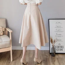 Трапециевидная длинная Плиссированная юбка, Женская юбка с высокой талией и карманами на пуговицах спереди, женская элегантная Корейская большая юбка-пачка Saia AQ989