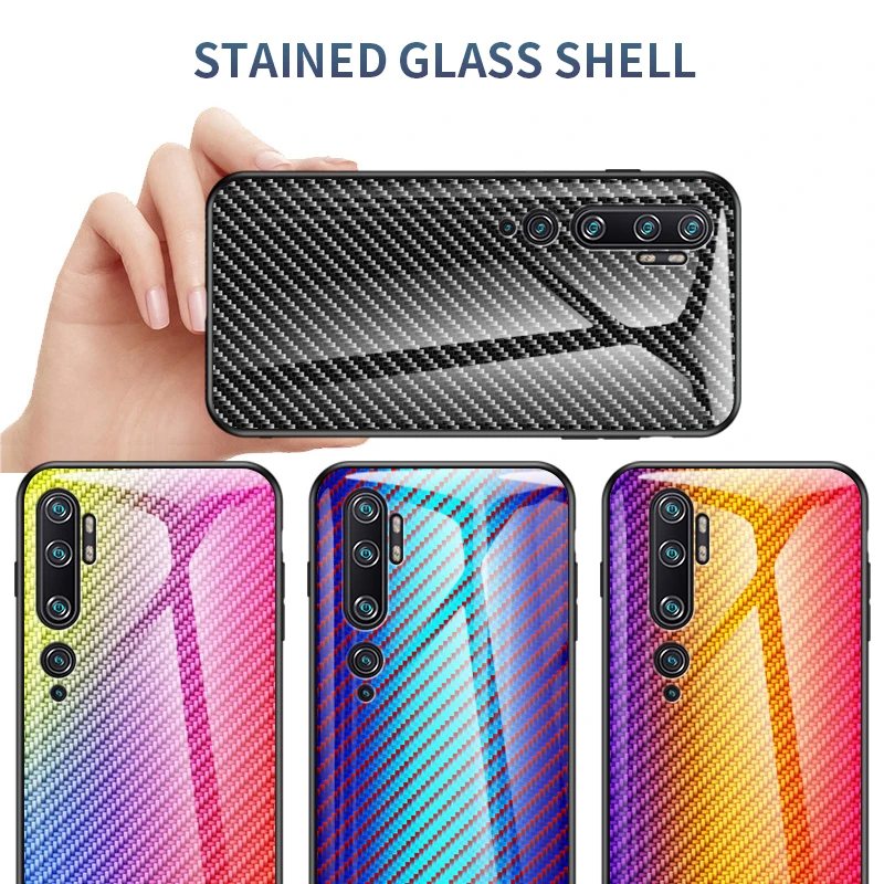 Для Xiaomi Mi CC9 Pro чехол Модный из углеродного волокна закаленного стекла для