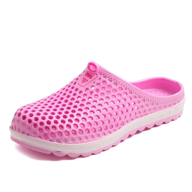 Men Slippers 2021 Summer Clogs Unisex Beach Slipper Lightweight EVA Couple Flip Flops Quick Dry Garden Shoes Lovers Pool Sandals pink