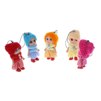 

5PCS Random Mini Plaid Skirt Doll Soft Baby Dolls Toy Key Chain Gifts R9UE