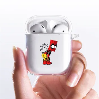 

Cute Cartoon Bart Simpson Clear Headphone Case For Apple Airpods 1/2 Shockproof Silicone Protection Earphone Cover Accessories