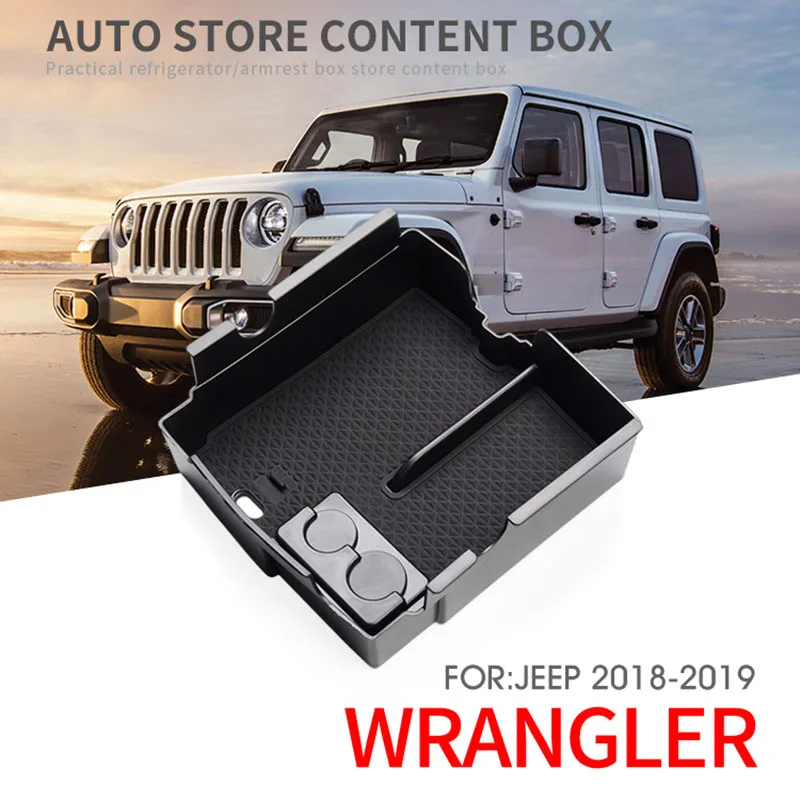 ABS Car Center Console Armrest Box Storage Box Phone Holder For JEEP Wrangler JL