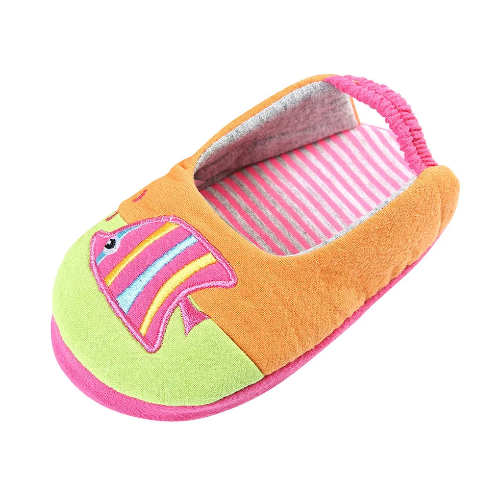 Kids Slippers Toddler Infant Shoes Kids Baby Warm Shoes Boys Girls Cartoon Soft-soled Home Slippers#es - Цвет: Оранжевый