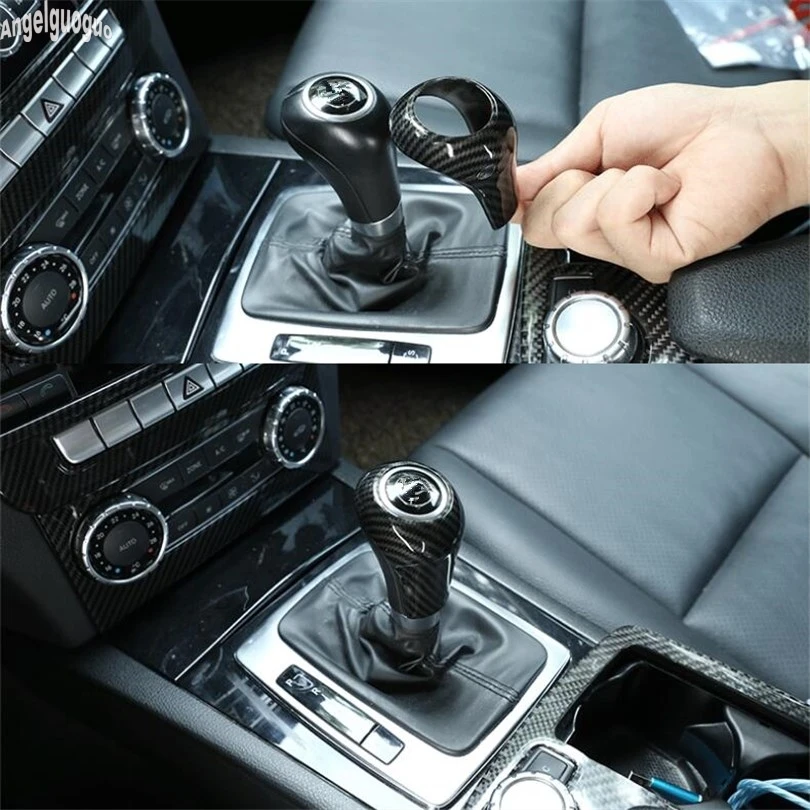For Mercedes-Benz A G E C class GLK CLS 2004-12 W169 W212 W204 X204 C219 Car Gear Shift Knob Head P R N D Trim ABS Carbon Cover