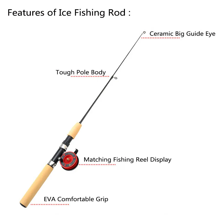 Ultralight Winter Ice Fishing Rod Reel Combo 55/ 65/75cm 22/26/30inch  Spinning Ice Fishing Pole and Reel Combo - AliExpress