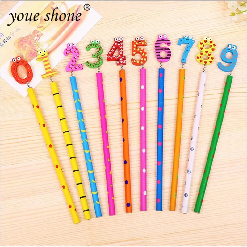 

10PCS/Bag Handmade Wooden Pencil Cartoon Traffic Signal Pencils Drawing Stationery Student School Office Supplies For Kids Gift