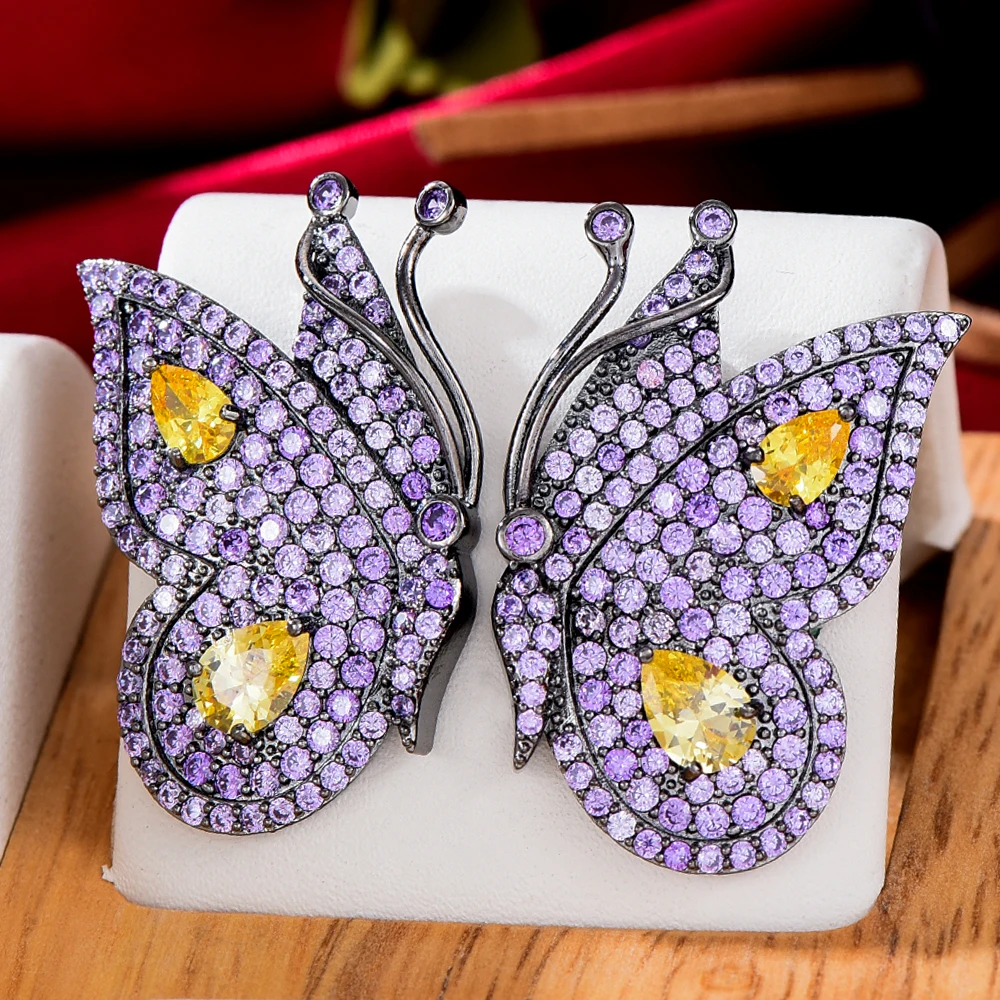 

Missvikki Gorgeous Sparkly Butterfly Earrings for Women Bridal Wedding Party Jewelry Trendy Charm Style Top Quality Accessories