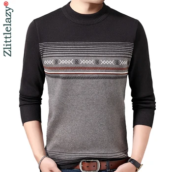 

2019 casual thick warm winter striped knitted pull sweater men wear jersey dress pullover knit mens sweaters male fashions 02117