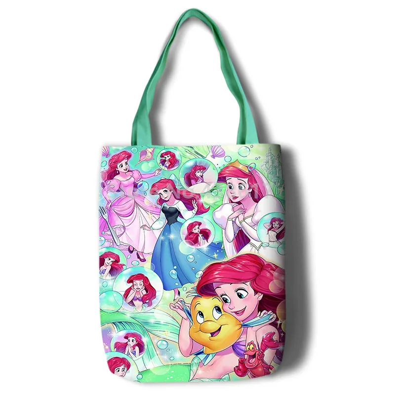 Новая маленькая русалочка принцесса девушки женщины холст сумки через плечо большая сумка милый мультфильм школьная книга сумка для покупок