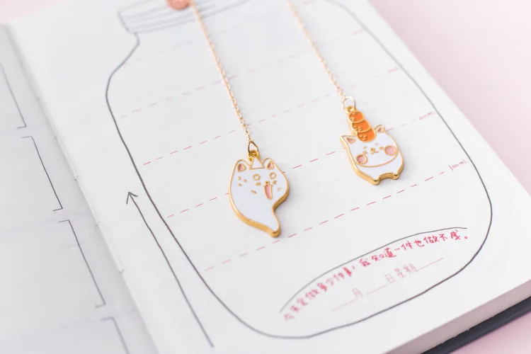 4 шт./компл. Kawaii Мороженое кошка металлическая Закладка для книги и изображением мультяшного персонажа-котенка подвеска "Книга" Держатель Подарочные канцелярские товары