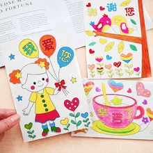 6 unids/set encantadora Manual bricolaje color tarjetas de felicitación Graffiti de Día de la madre bendición Kits de la tarjeta de la educación de los niños juguetes de peluche