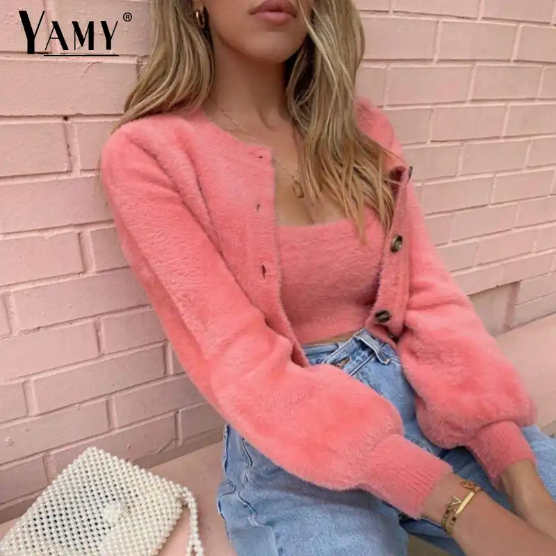 pink cardigan with buttons