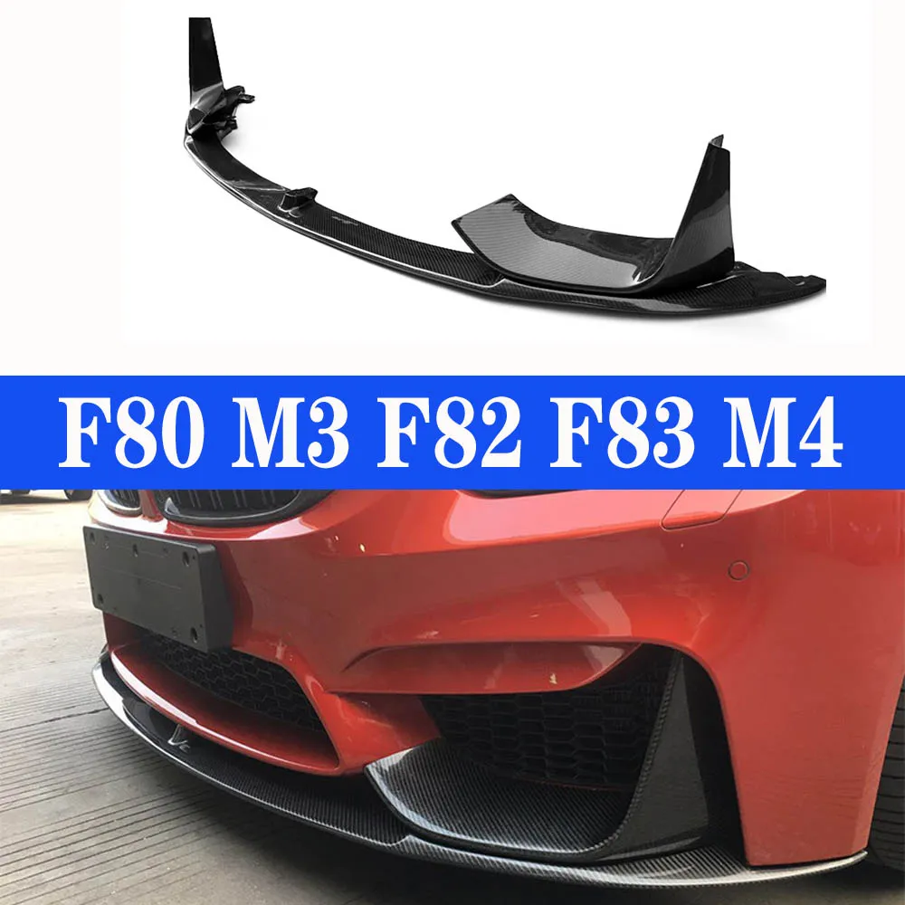 

M3 M4 Real Carbon Front Bumper Lip For BMW 3 Series F80 M3 4 Series F82 F83 M4 Gloss Black MP Style